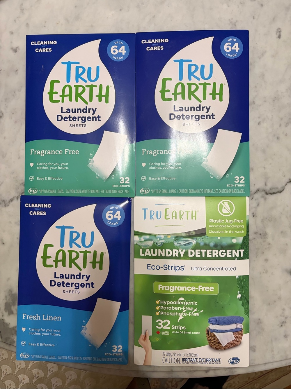 Tru Earth Laundry Detergent Sheets - Fragrance Free / Fresh Linen (4 packs!)